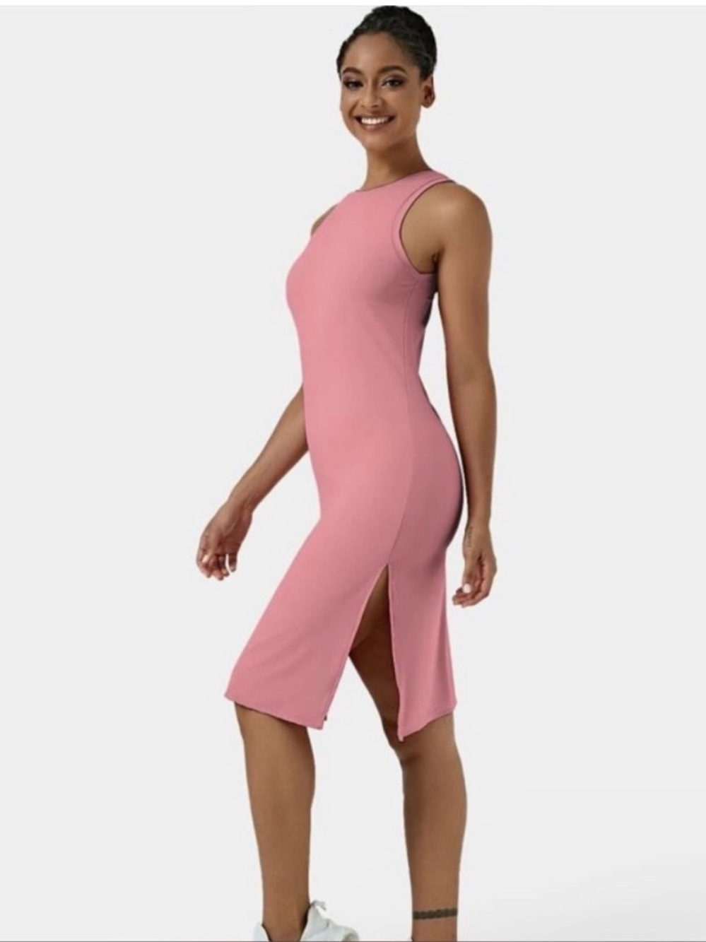 Halara Sleeveless MIDI Cool Touch Dress in Pink Rose | Size Medium